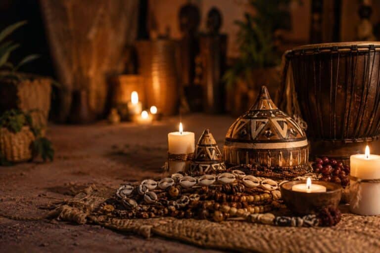 Representação ancestral da espiritualidade afro-gaúcha ligada às tradições de Cabinda e Oyó no Batuque do RS, simbolizando pertencimento, memória ancestral e continuidade espiritual no Rio Grande do Sul